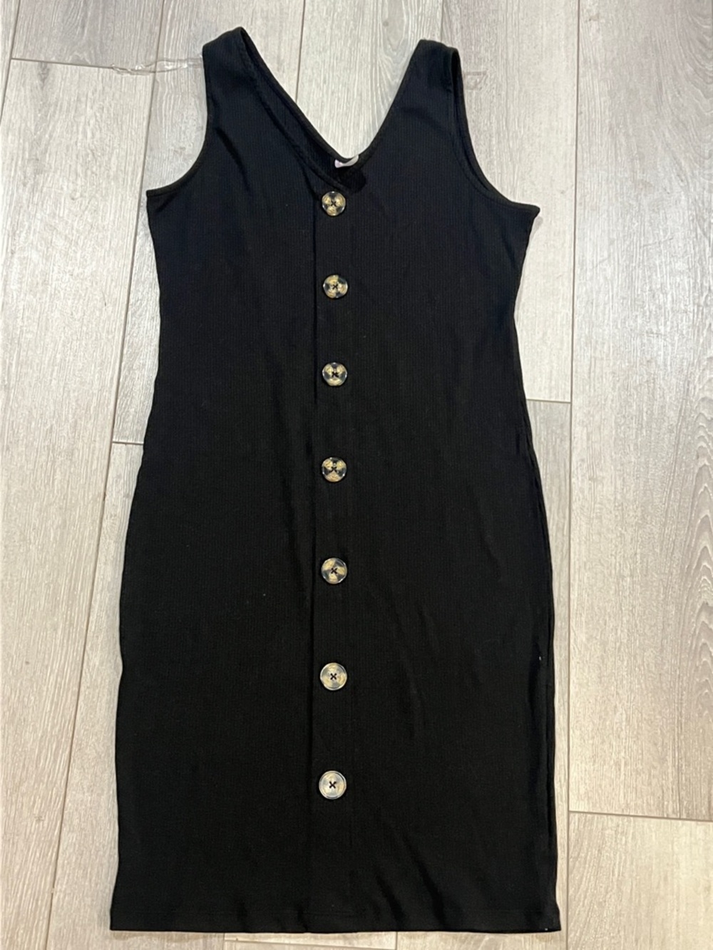 No Boundaries Black Midi Tank Dress with Button Front
